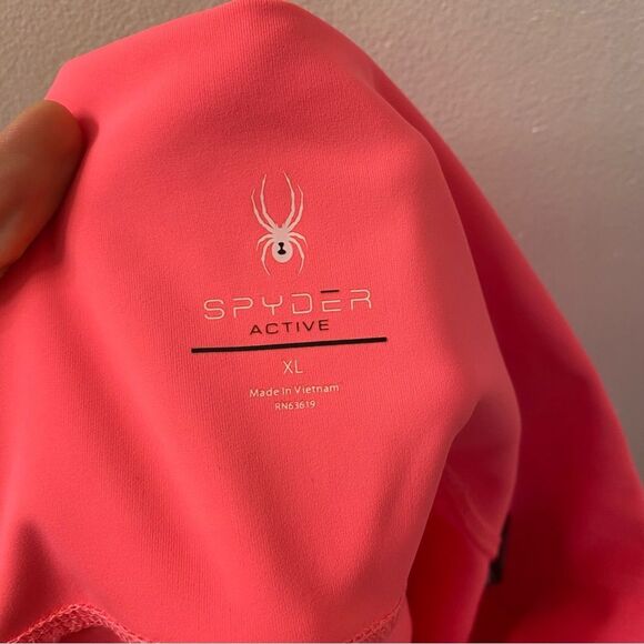 Spyder hot pink neon high-rise athletic leggings cropped women’s XL NWT - Picture 2 of 9